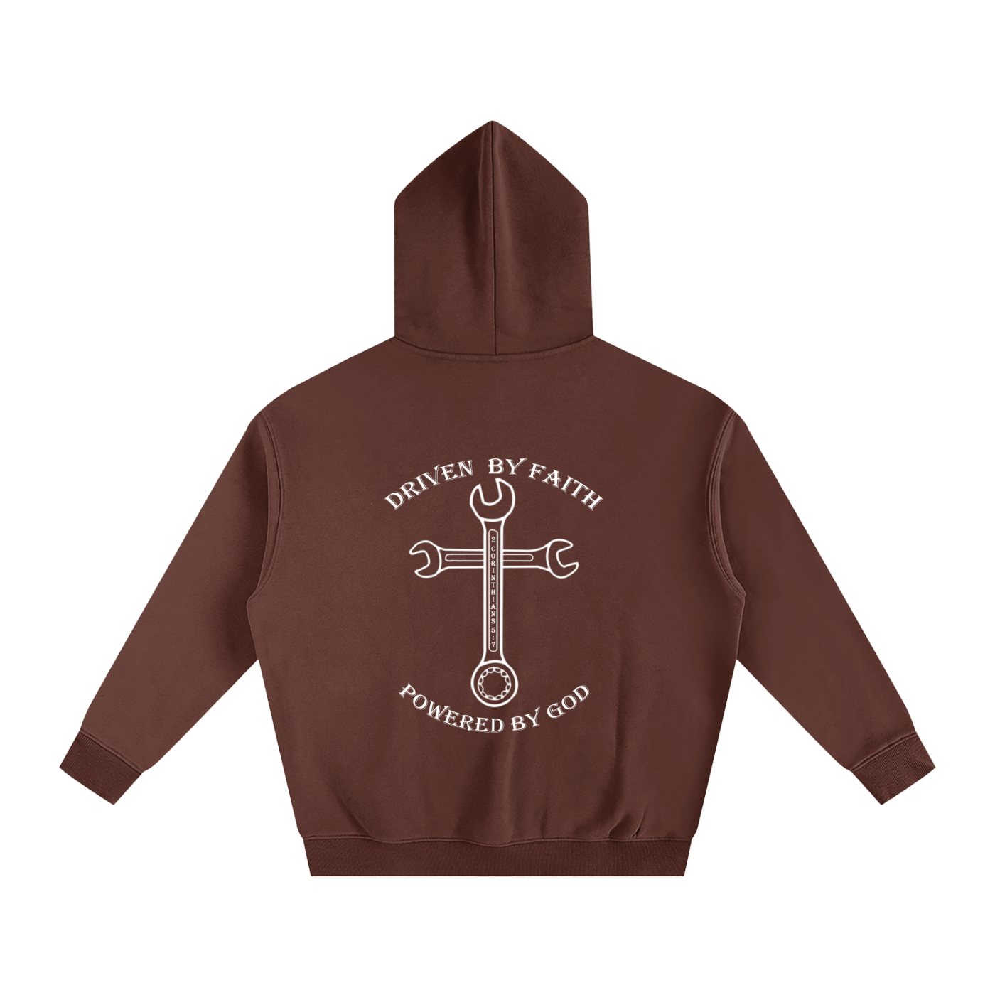 Driven By Faith Cross Powered by God Back Oversize Fleeced Hoodie