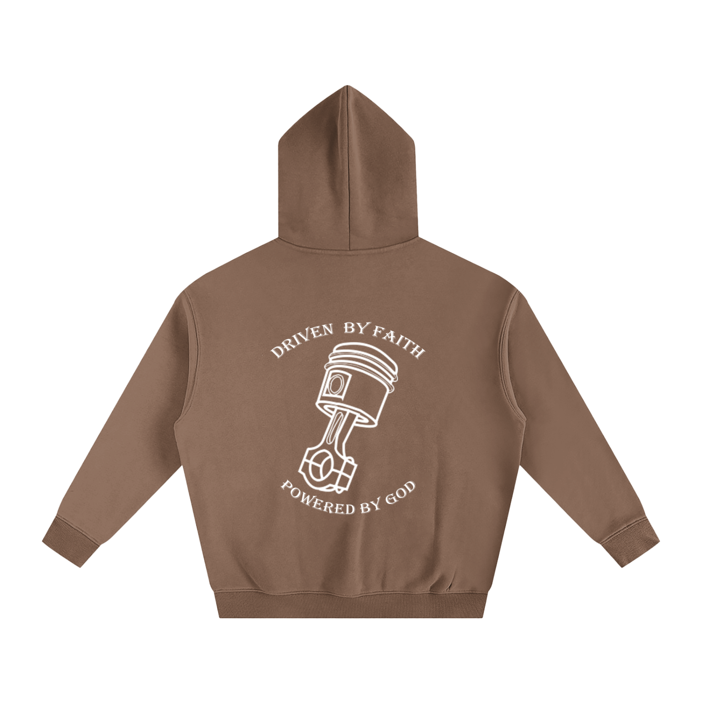 Driven By Faith Piston Powered by God Back Oversize Fleeced Hoodie