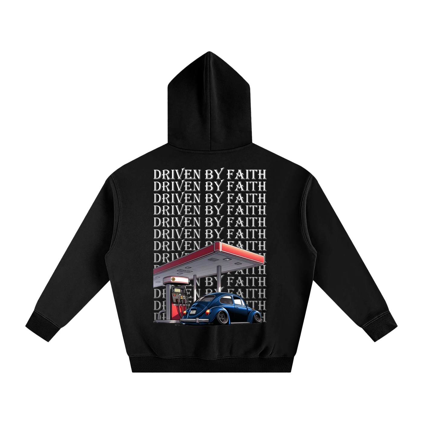 Driven By Faith Volkswagen Beetle Oversize Fleeced Hoodie