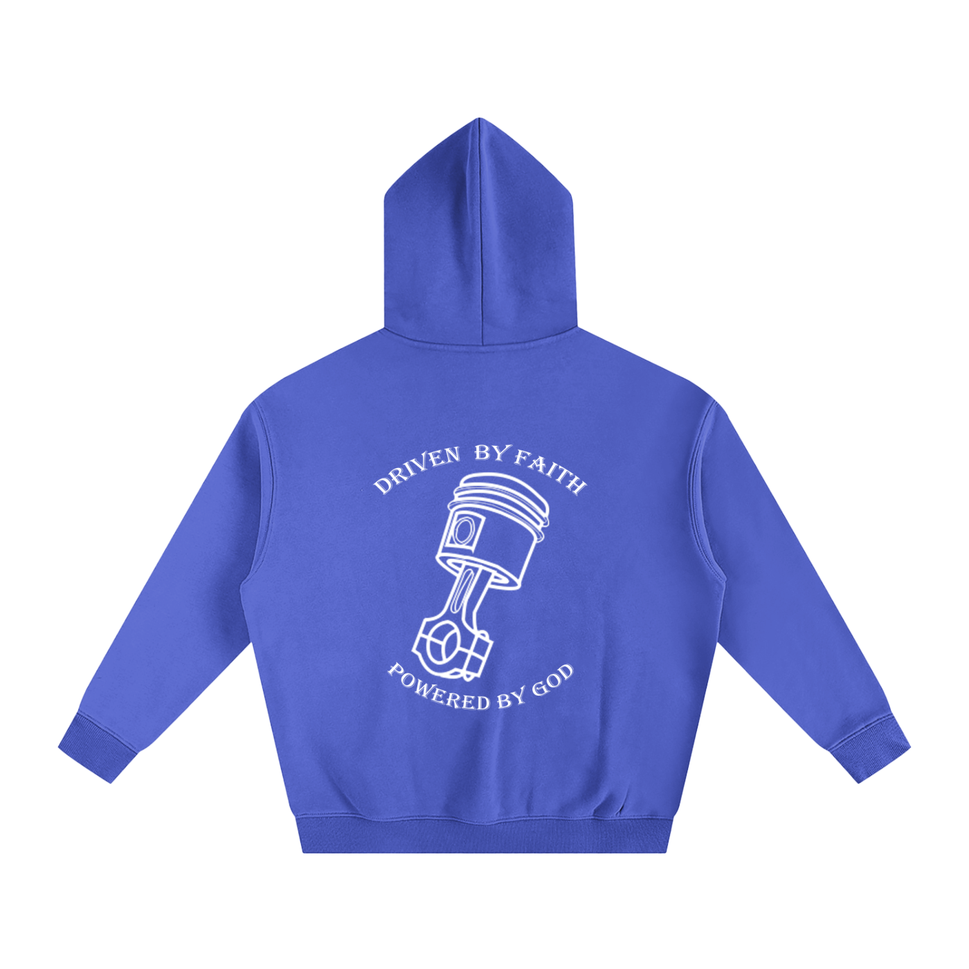 Driven By Faith Piston Powered by God Back Oversize Fleeced Hoodie