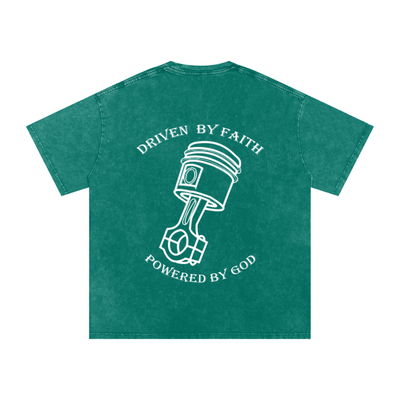 Driven By Faith Piston Powered by God Back Oversized T-Shirt