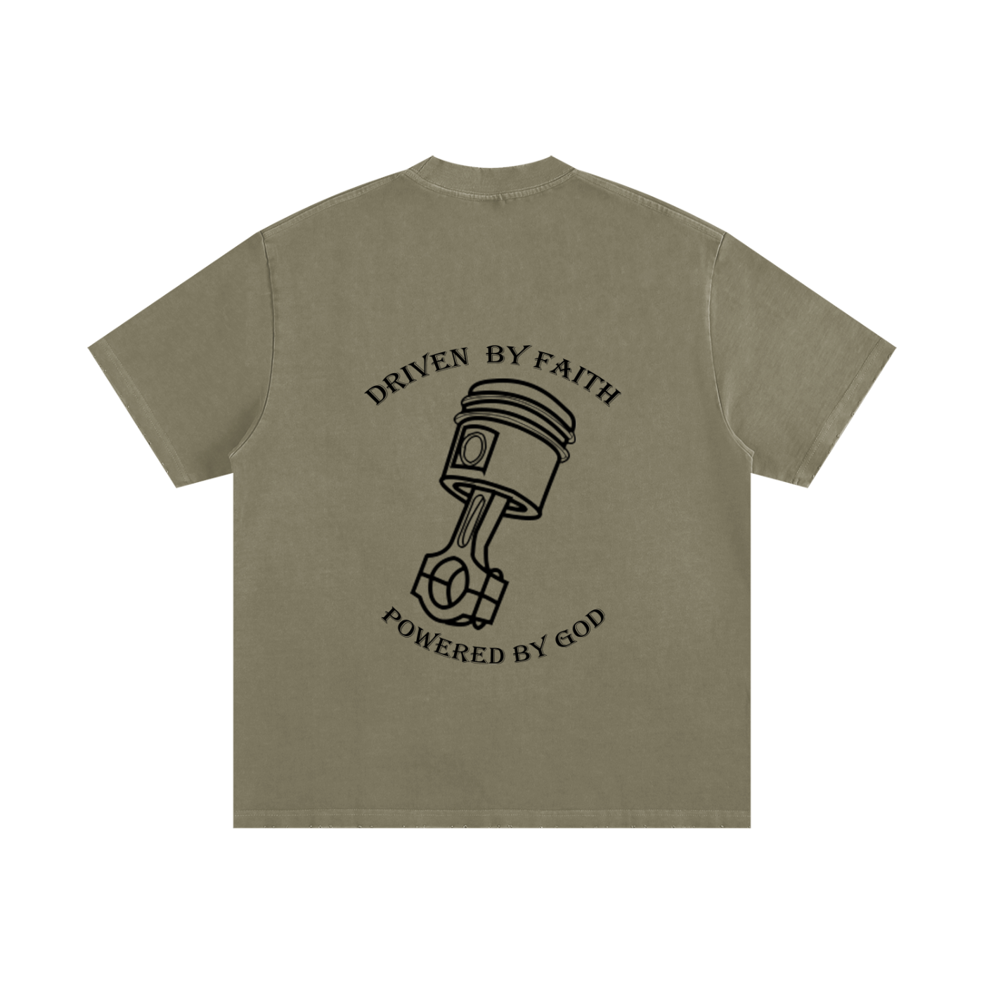 Driven By Faith Piston Powered by God Back Heavyweight Vintage Washed Frayed T-Shirt