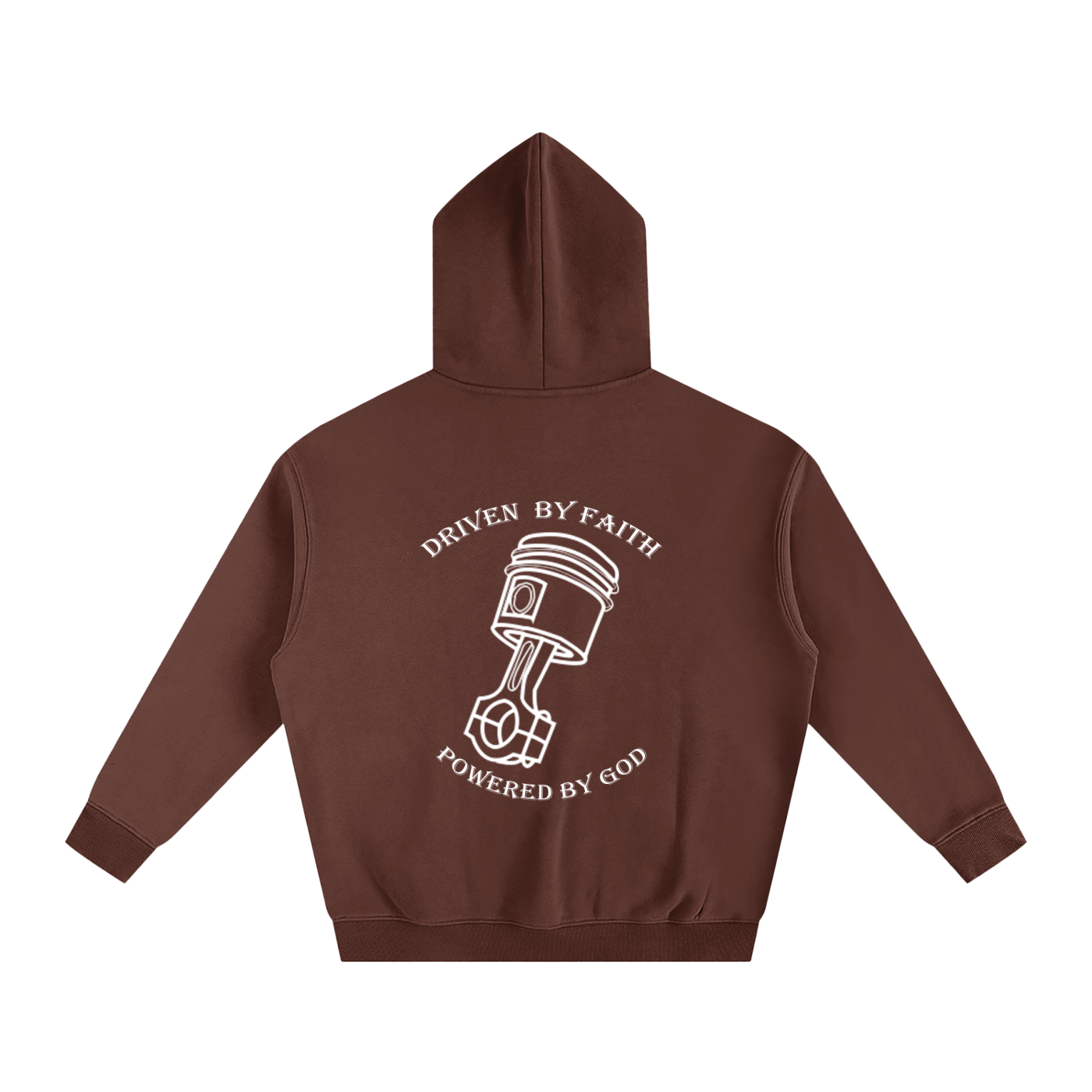 Driven By Faith Piston Powered by God Back Oversize Fleeced Hoodie