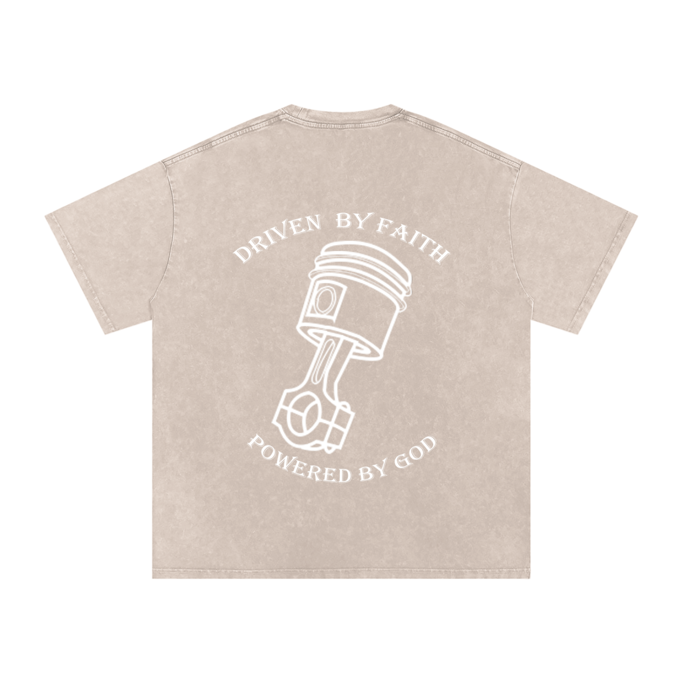 Driven By Faith Piston Powered by God Back Oversized T-Shirt