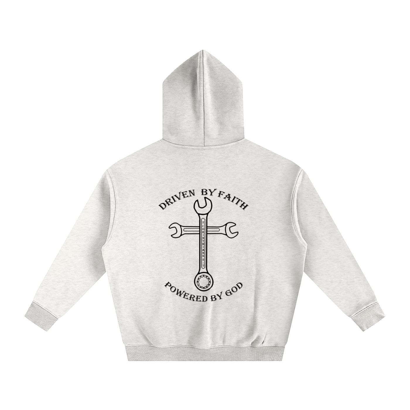 Driven By Faith Cross Powered by God Back Oversize Fleeced Hoodie