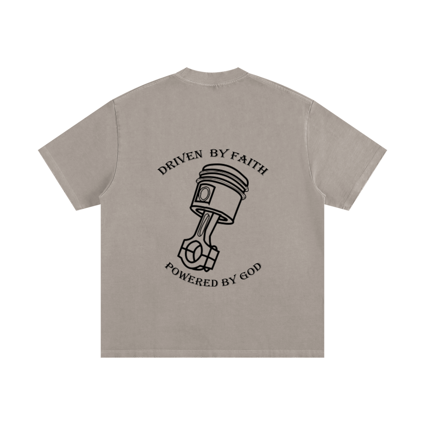 Driven By Faith Piston Powered by God Back Heavyweight Vintage Washed Frayed T-Shirt