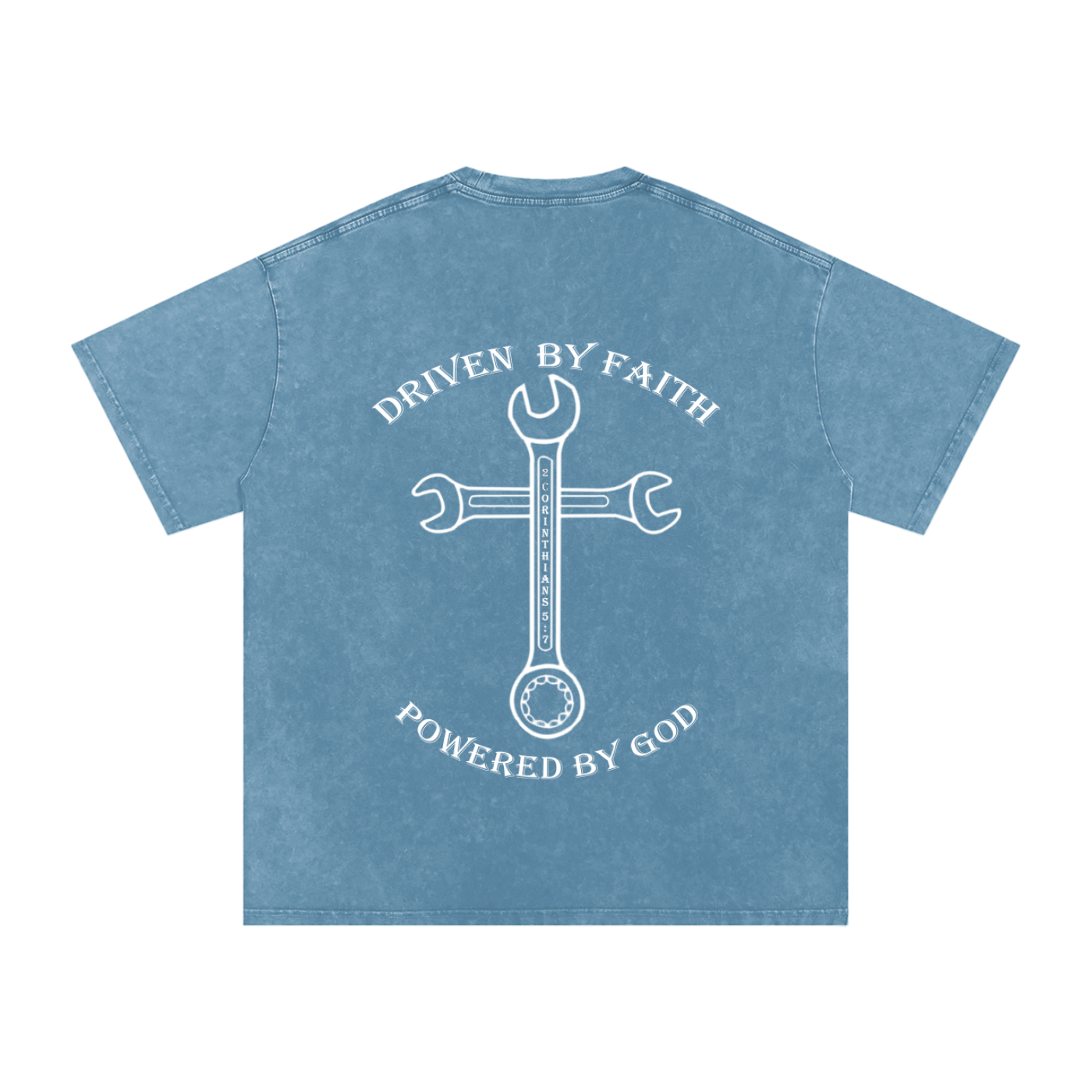 Driven By Faith Cross Powered by God Back Oversized T-Shirt