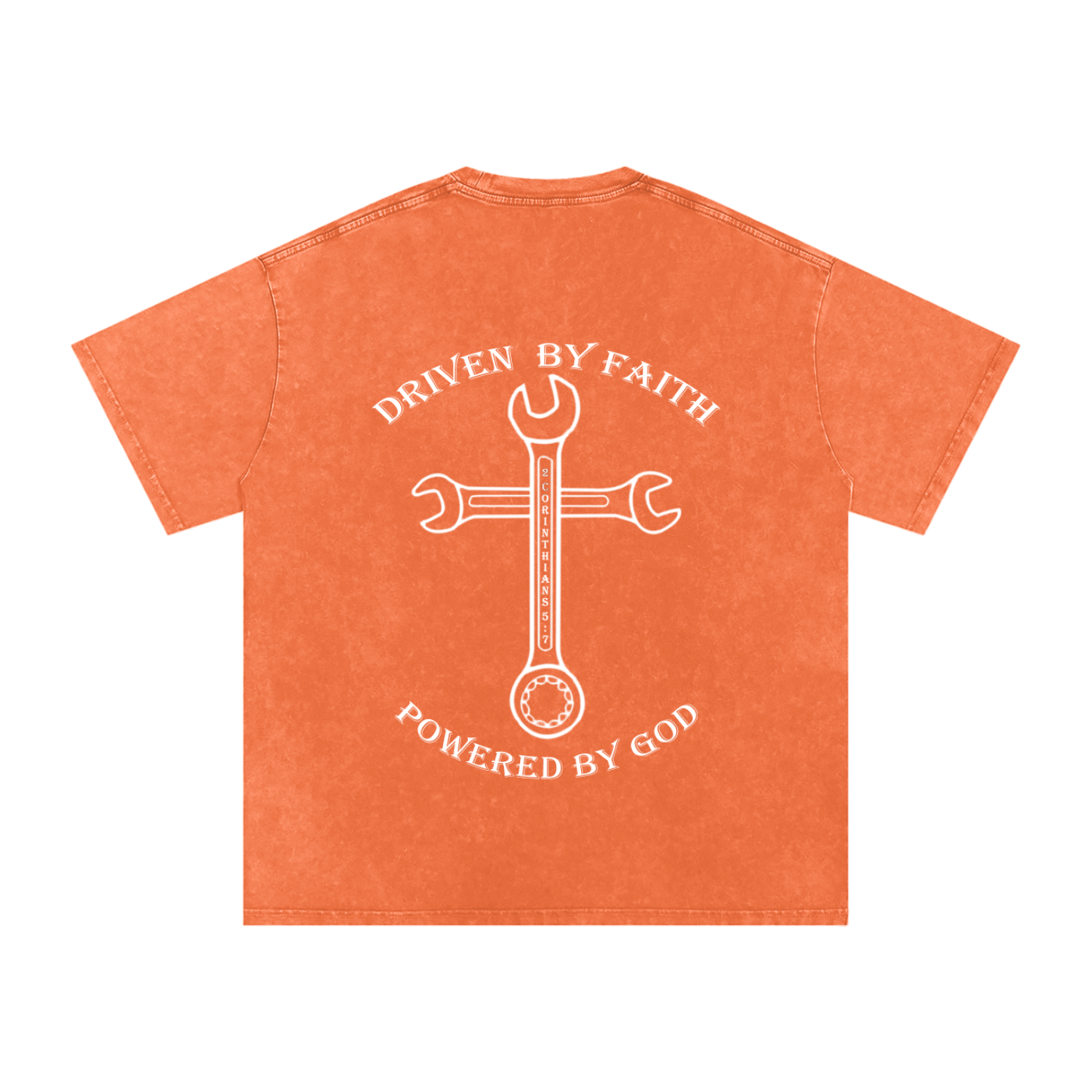 Driven By Faith Cross Powered by God Back Oversized T-Shirt