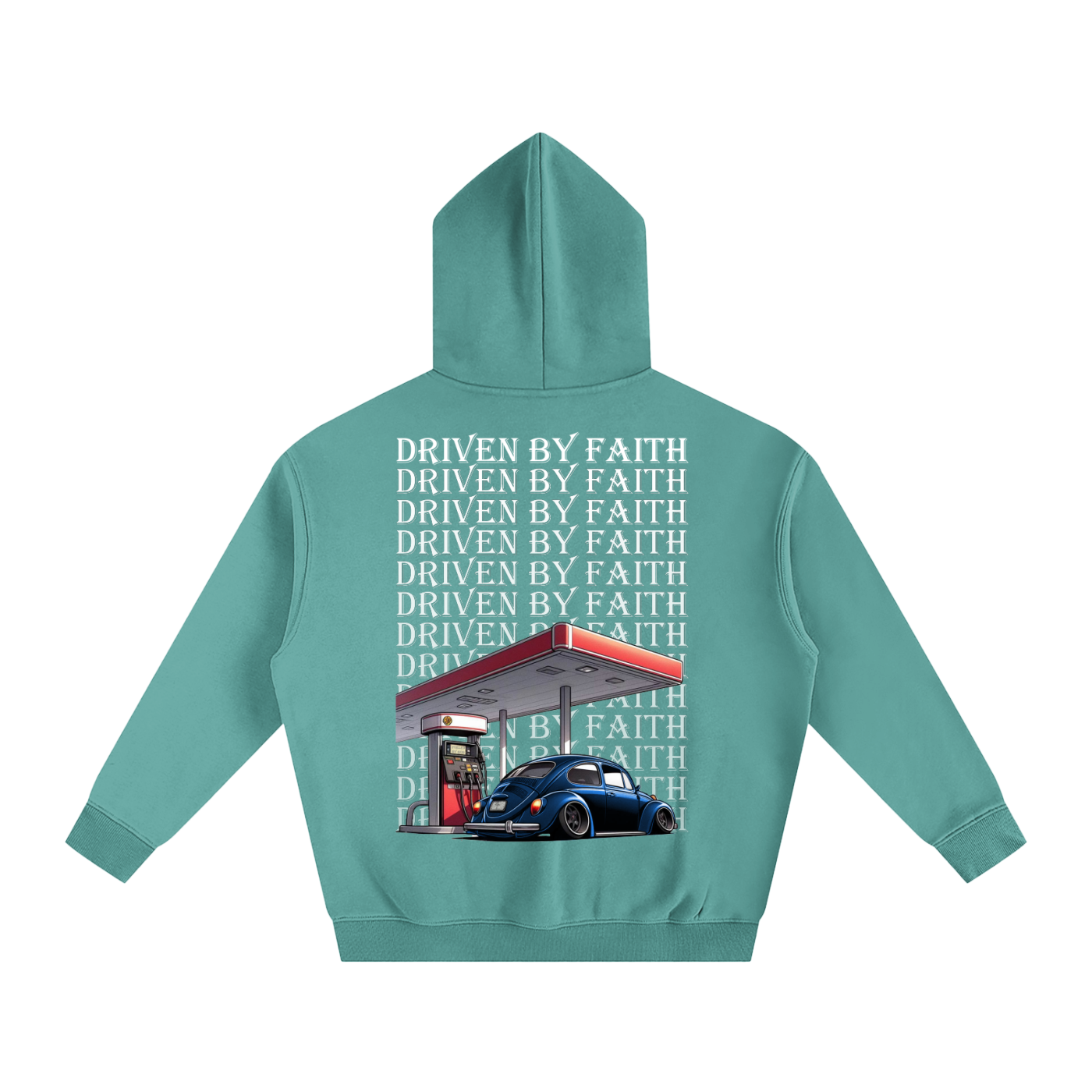 Driven By Faith Volkswagen Beetle Oversize Fleeced Hoodie