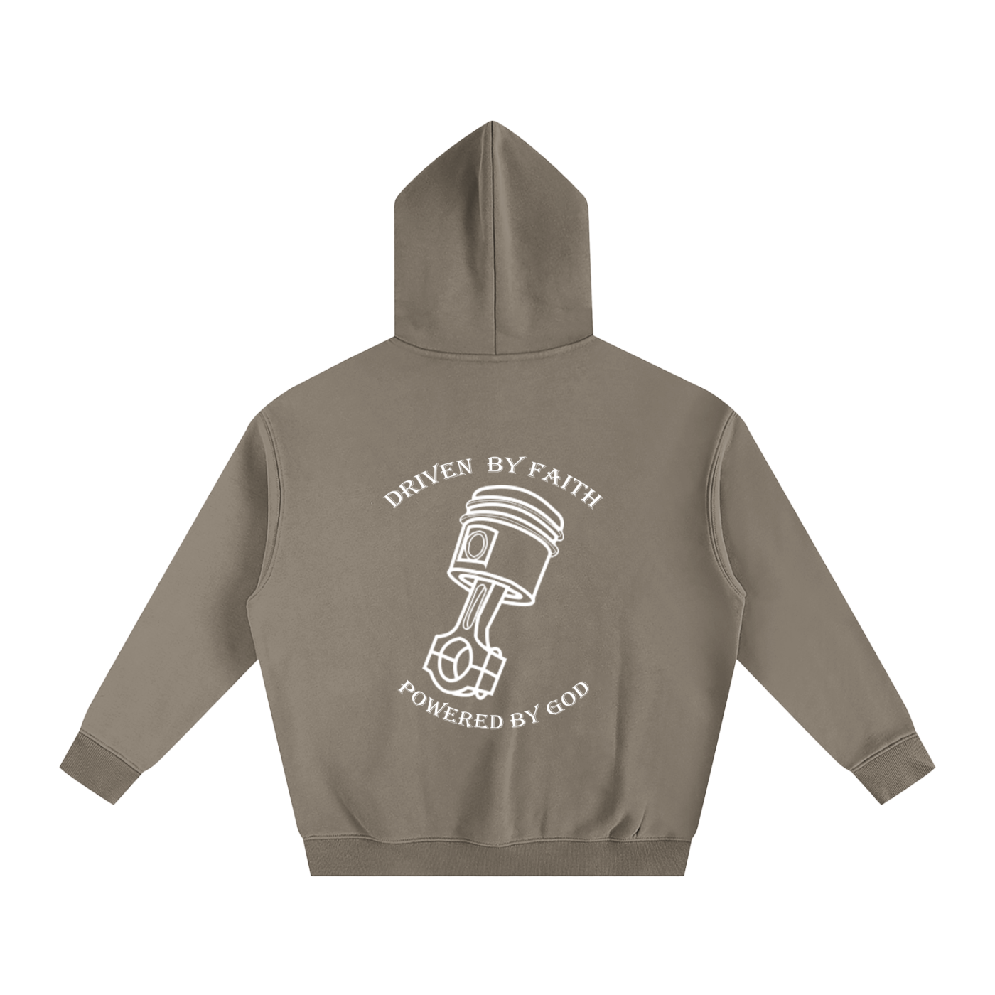 Driven By Faith Piston Powered by God Back Oversize Fleeced Hoodie