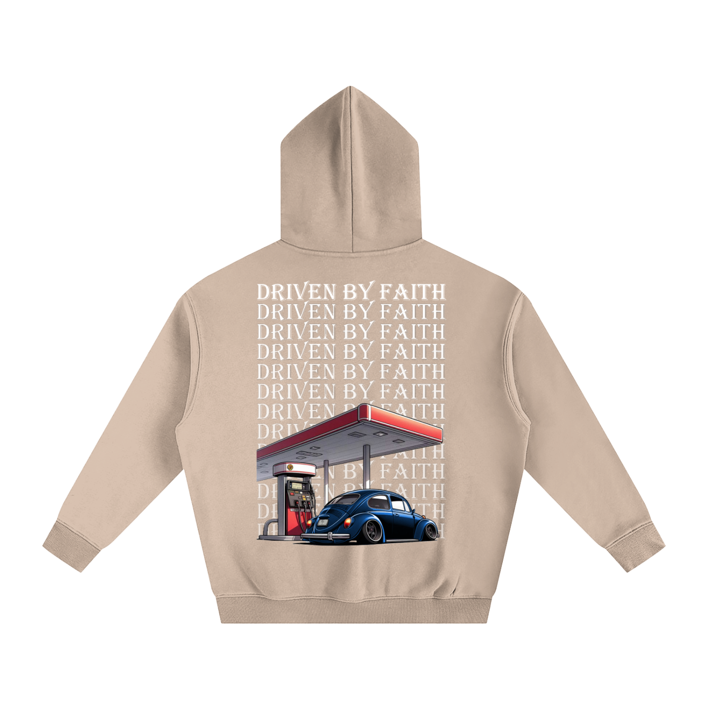 Driven By Faith Volkswagen Beetle Oversize Fleeced Hoodie