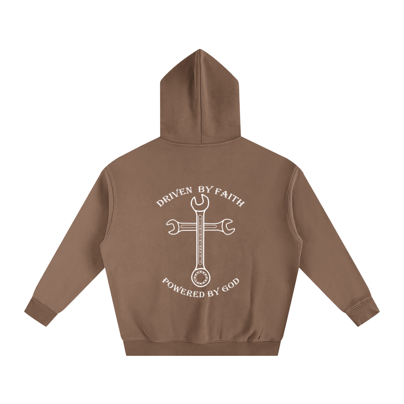 Driven By Faith Cross Powered by God Back Oversize Fleeced Hoodie