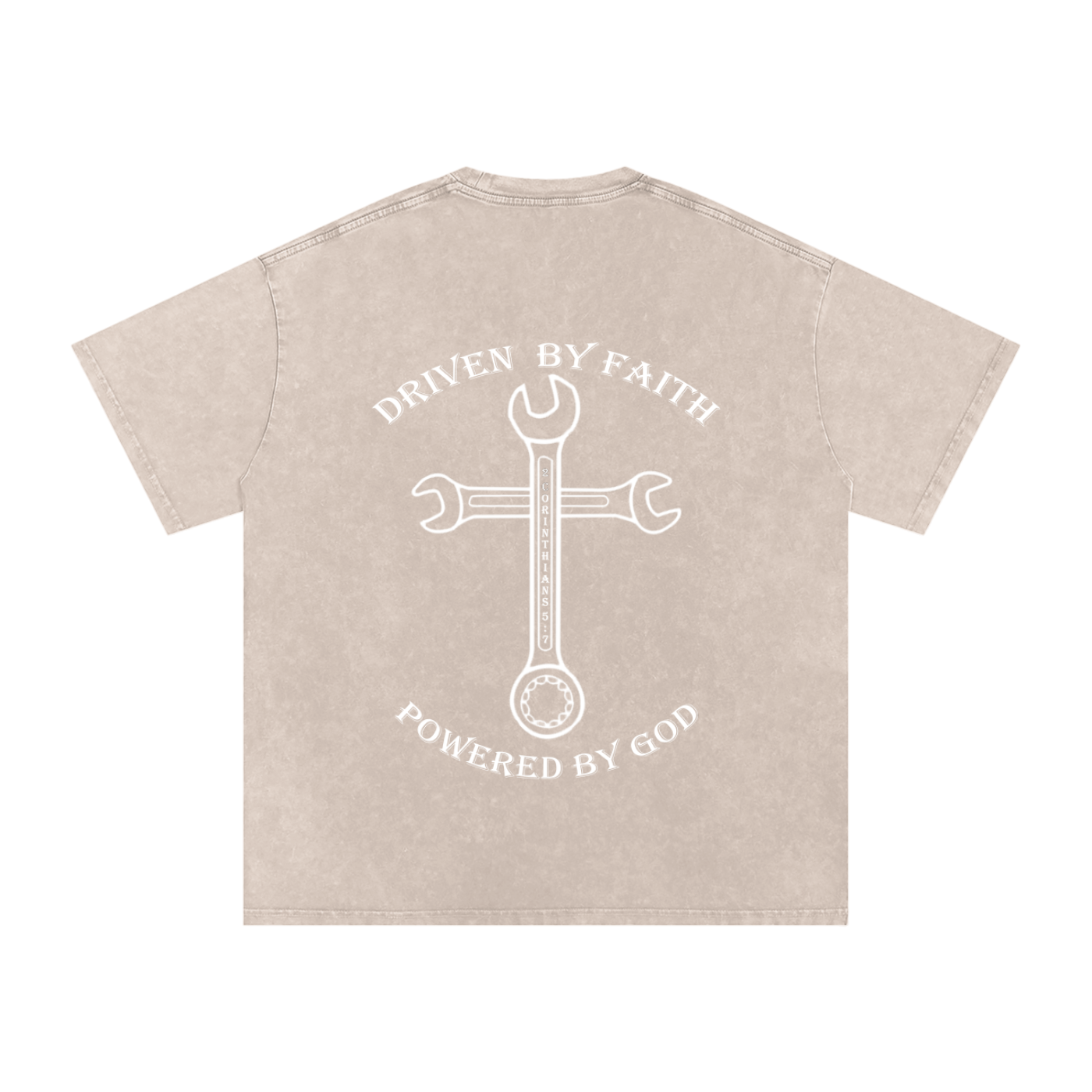 Driven By Faith Cross Powered by God Back Oversized T-Shirt