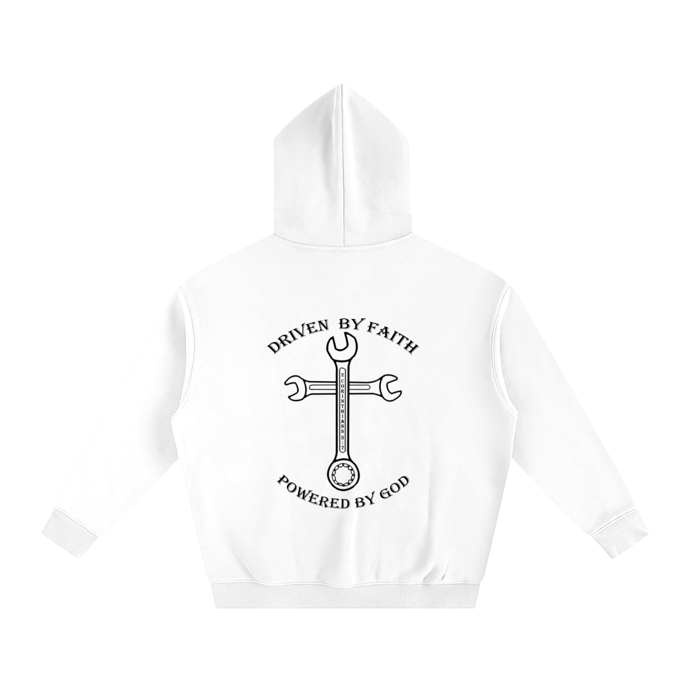 Driven By Faith Cross Powered by God Back Oversize Fleeced Hoodie
