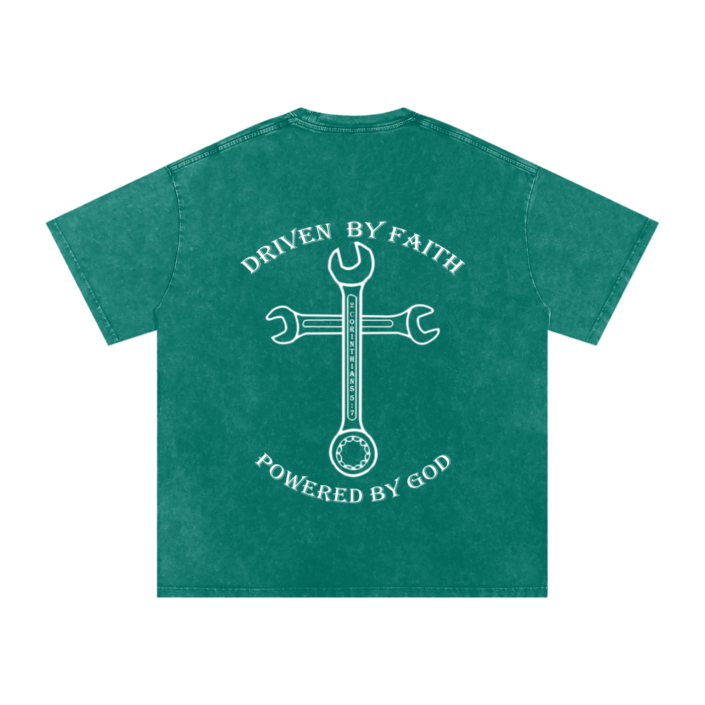 Driven By Faith Cross Powered by God Back Oversized T-Shirt