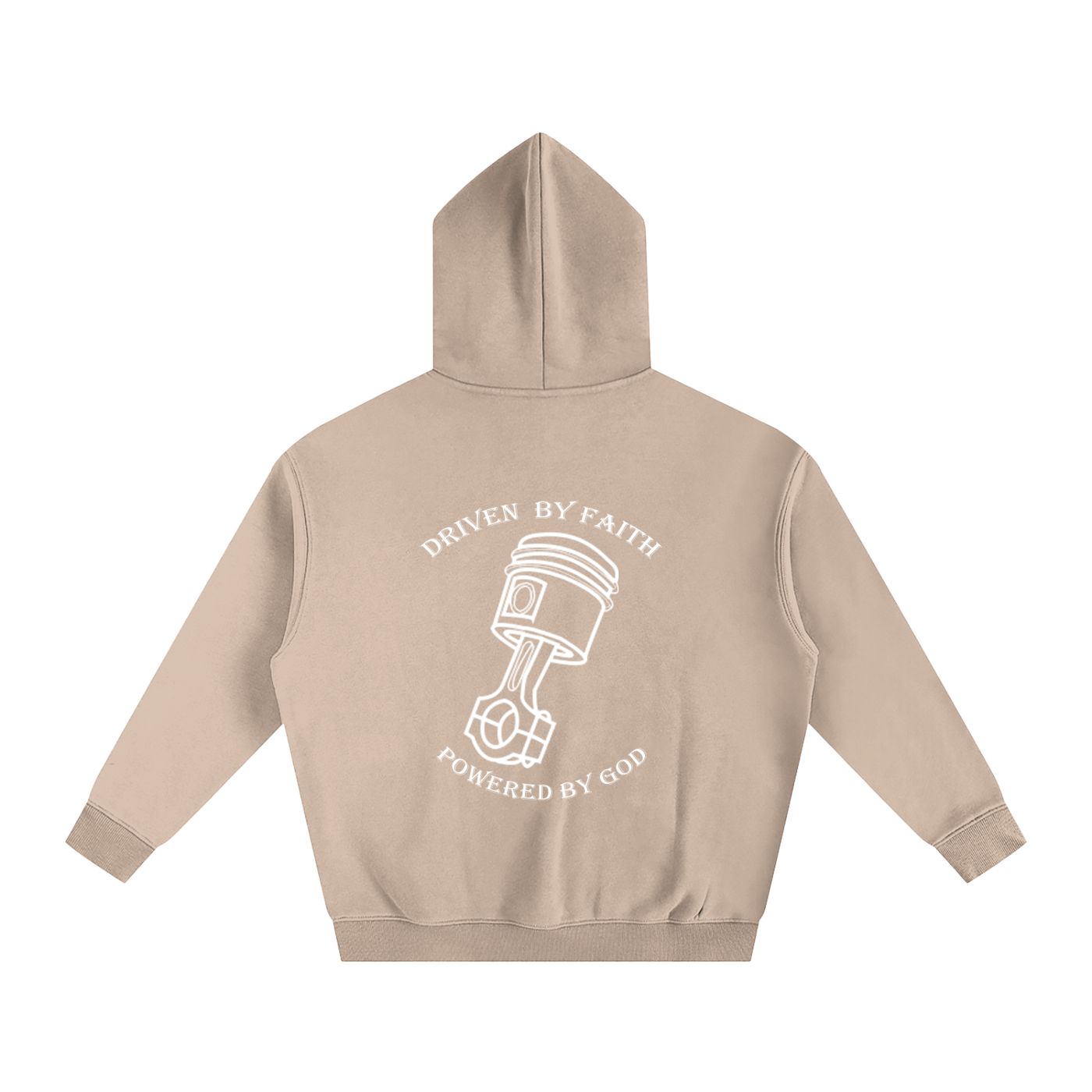 Driven By Faith Piston Powered by God Back Oversize Fleeced Hoodie
