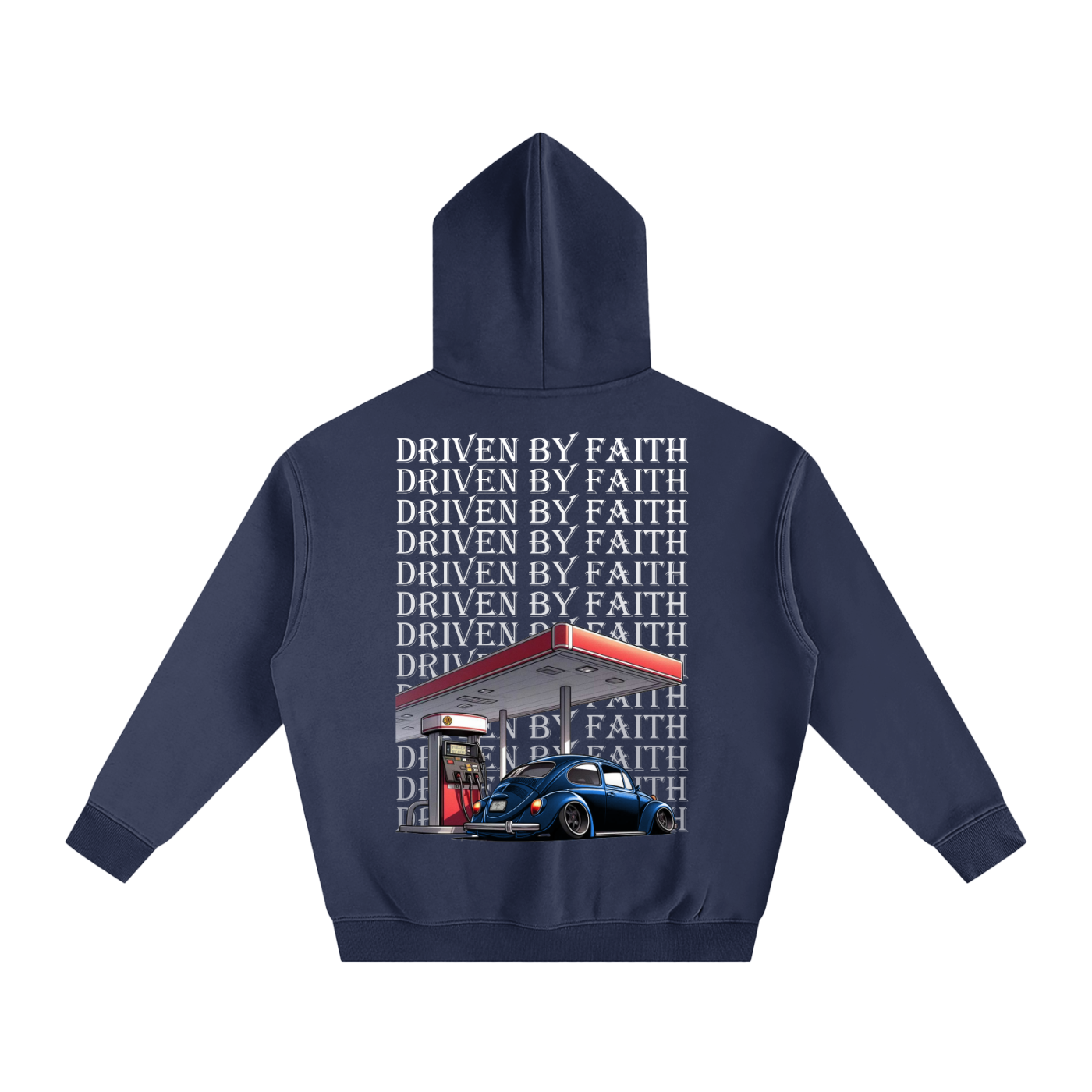 Driven By Faith Volkswagen Beetle Oversize Fleeced Hoodie