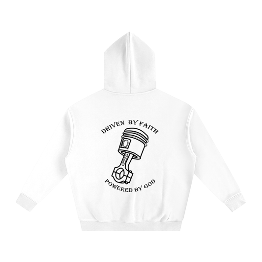 Driven By Faith Piston Powered by God Back Oversize Fleeced Hoodie