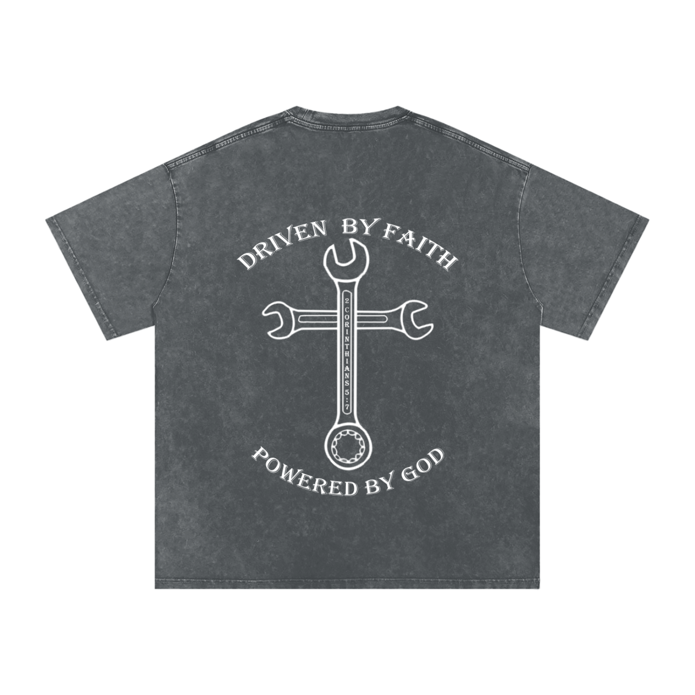 Driven By Faith Cross Powered by God Back Oversized T-Shirt