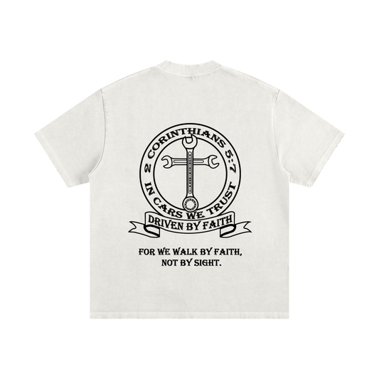 In Cars We Trust Heavyweight Vintage Washed Frayed T-Shirt