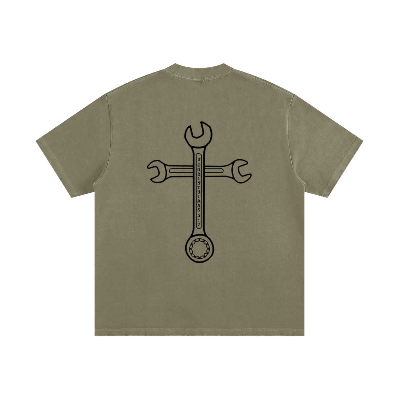 Driven By Faith Cross Back Heavyweight Vintage Washed Frayed T-Shirt
