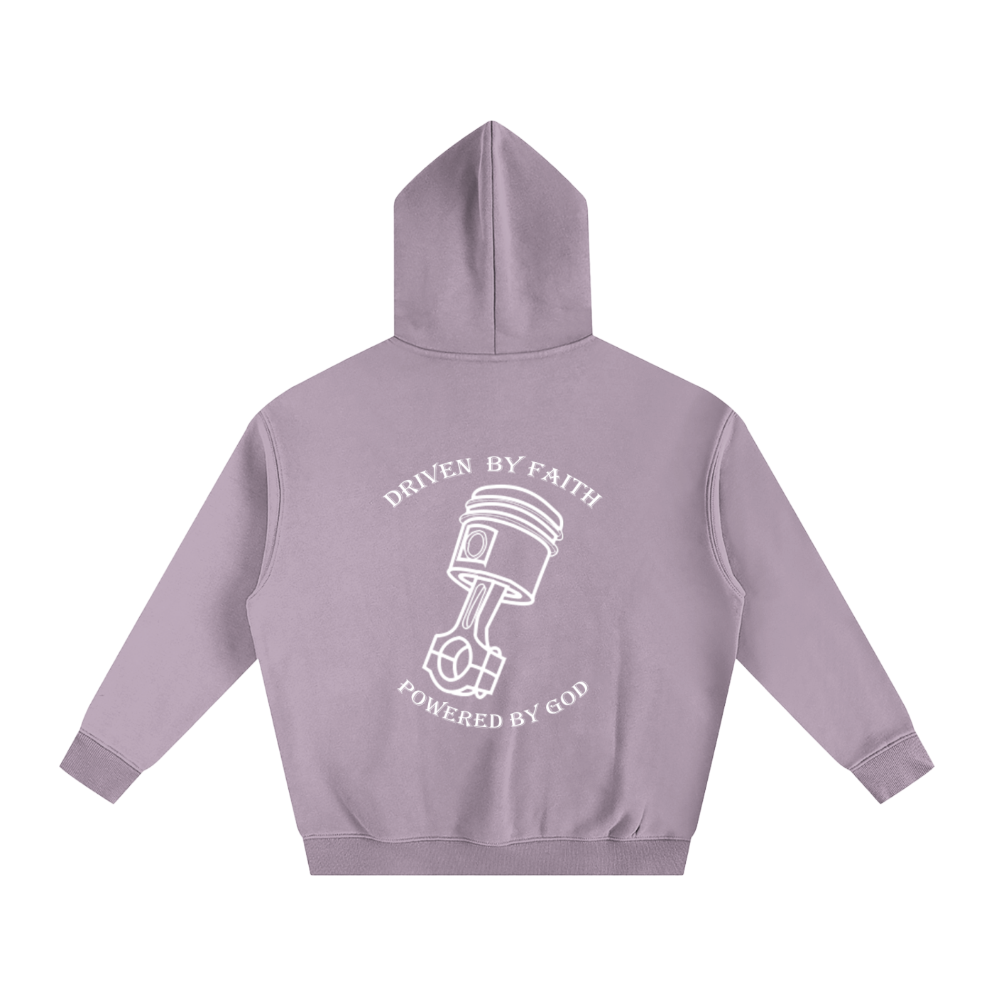 Driven By Faith Piston Powered by God Back Oversize Fleeced Hoodie