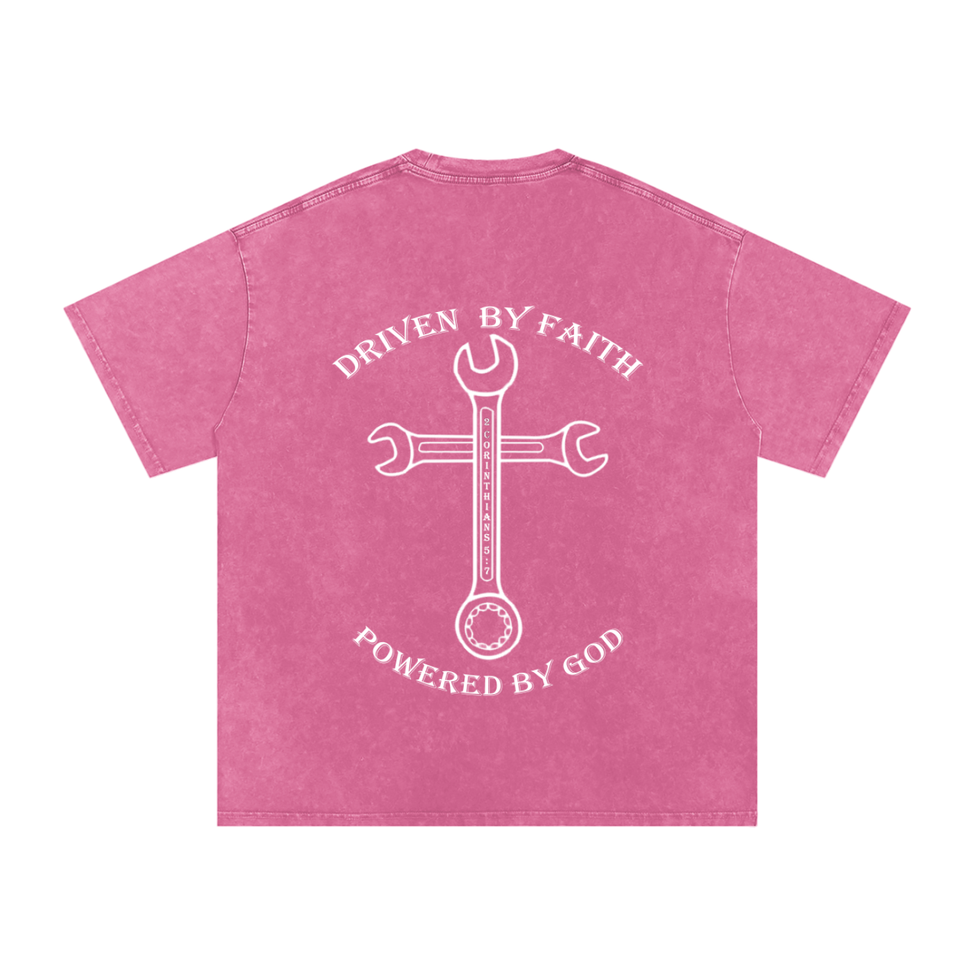 Driven By Faith Cross Powered by God Back Oversized T-Shirt