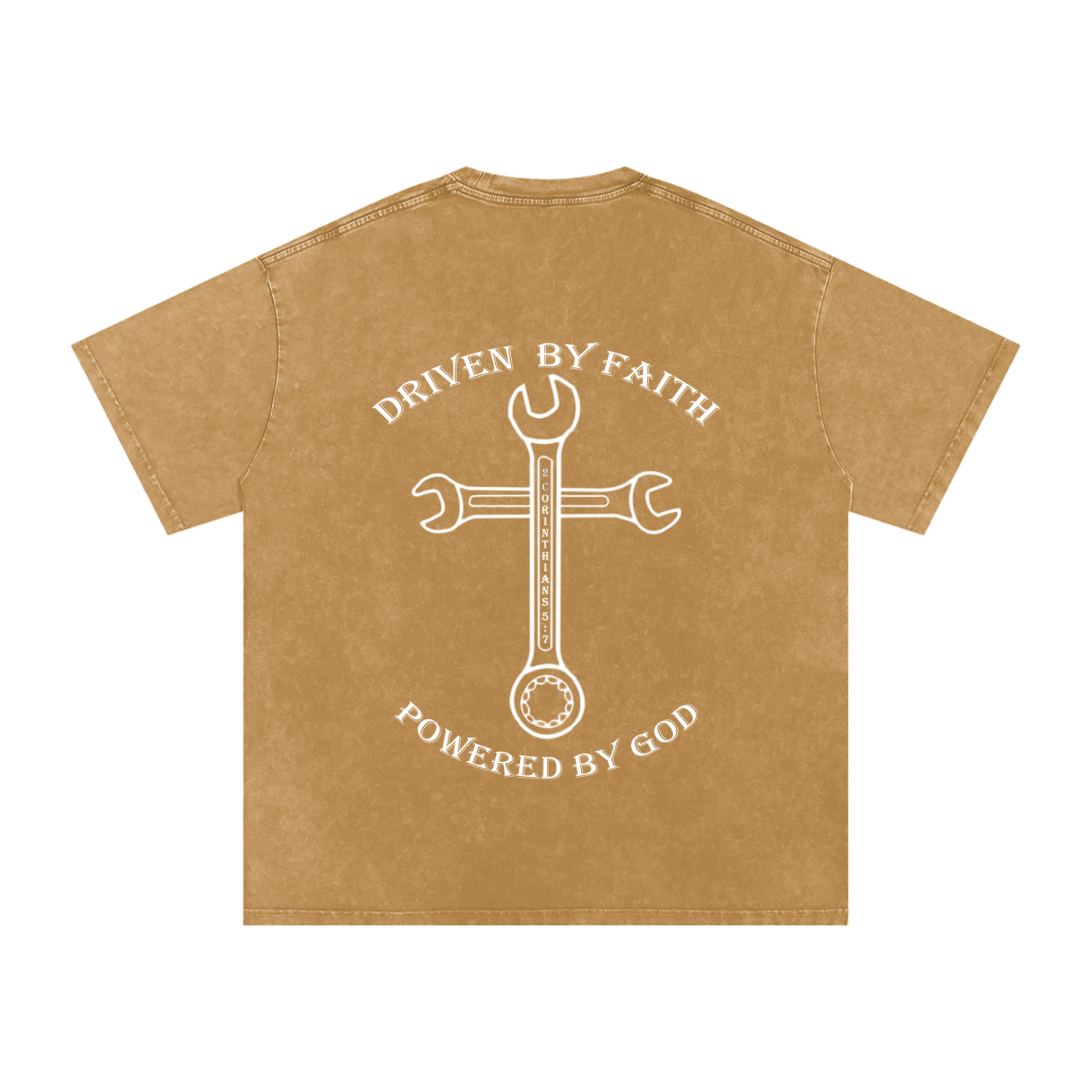 Driven By Faith Cross Powered by God Back Oversized T-Shirt