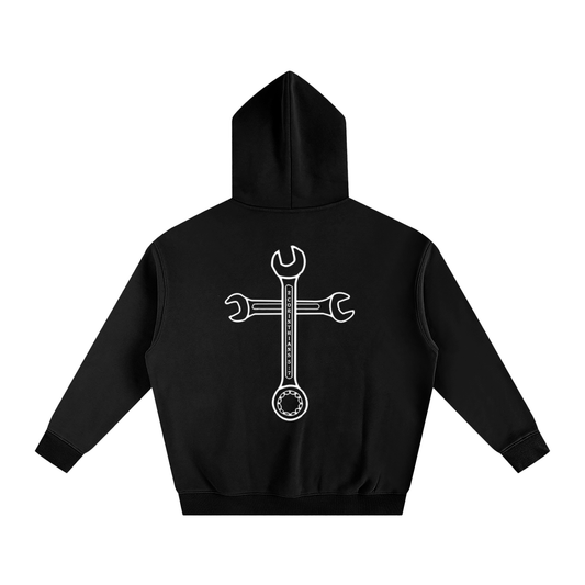 Driven By Faith Cross Back Oversize Fleeced Hoodie