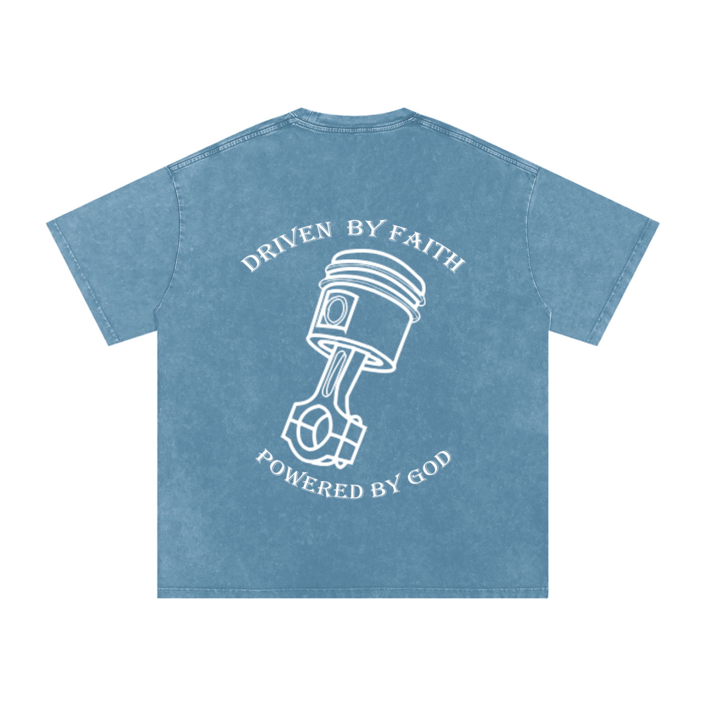 Driven By Faith Piston Powered by God Back Oversized T-Shirt