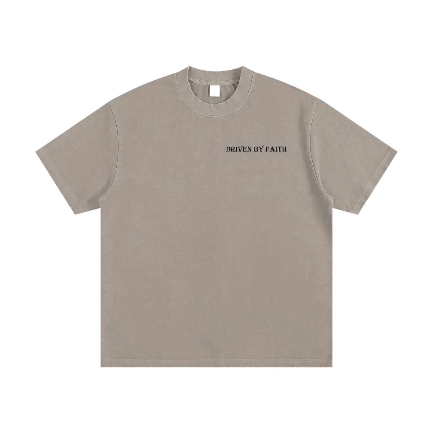 Driven By Faith Cross Back Heavyweight Vintage Washed Frayed T-Shirt