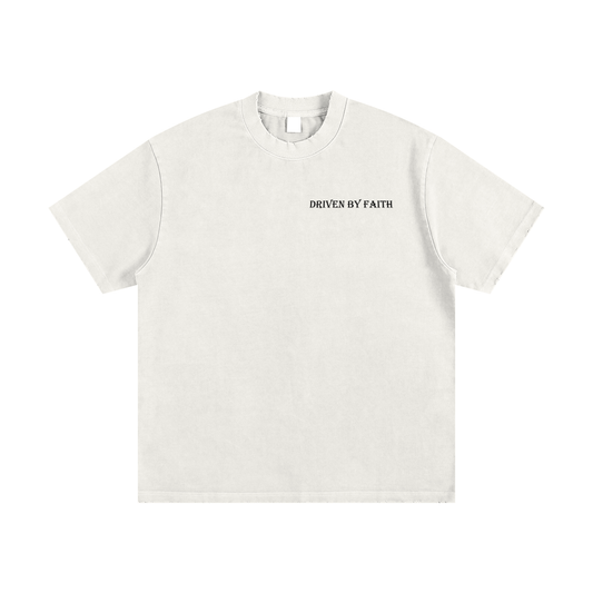 Driven By Faith Heavyweight Vintage Washed Frayed T-Shirt