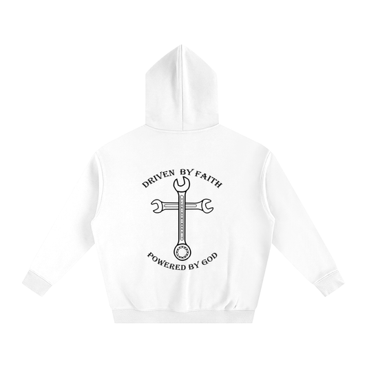 Driven By Faith Cross Powered by God Back Oversize Fleeced Hoodie