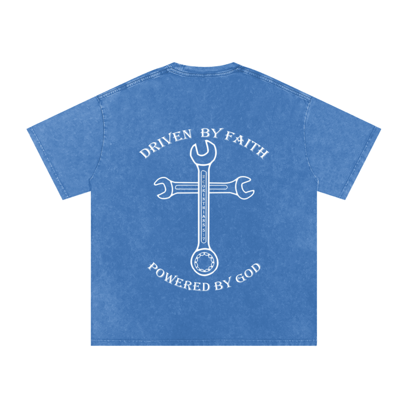 Driven By Faith Cross Powered by God Back Oversized T-Shirt