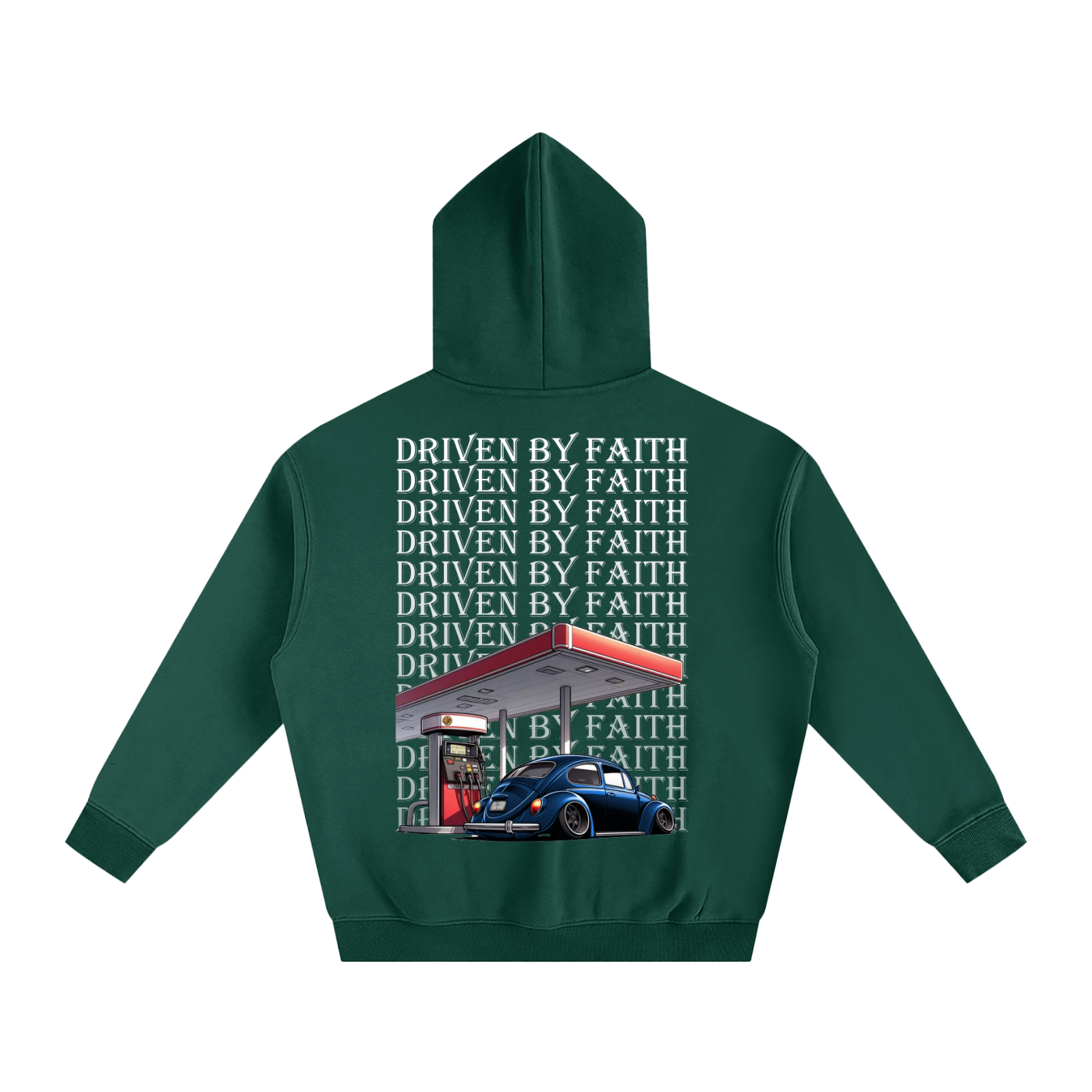 Driven By Faith Volkswagen Beetle Oversize Fleeced Hoodie